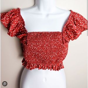 NWOT SHEIN heart print square crop top